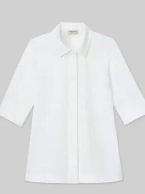 nwot Lafayette 148 Peplum White Italian Cotton Blouse